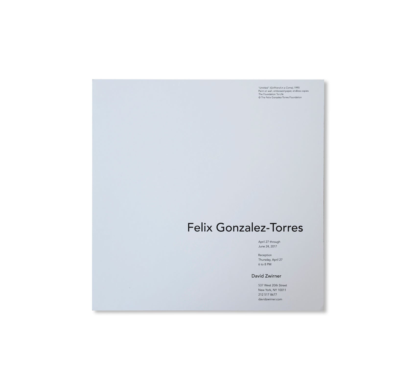 FELIX GONZALEZ-TORRES - INVITATION (2017) by Felix Gonzalez-Torres