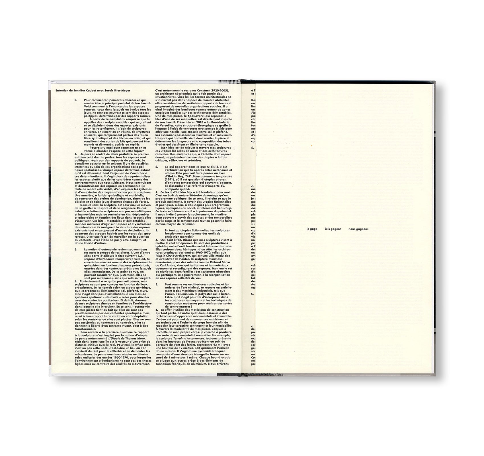 JE GAGE, IELS GAGENT, NOUS GAGEONS by Jennifer Caubet