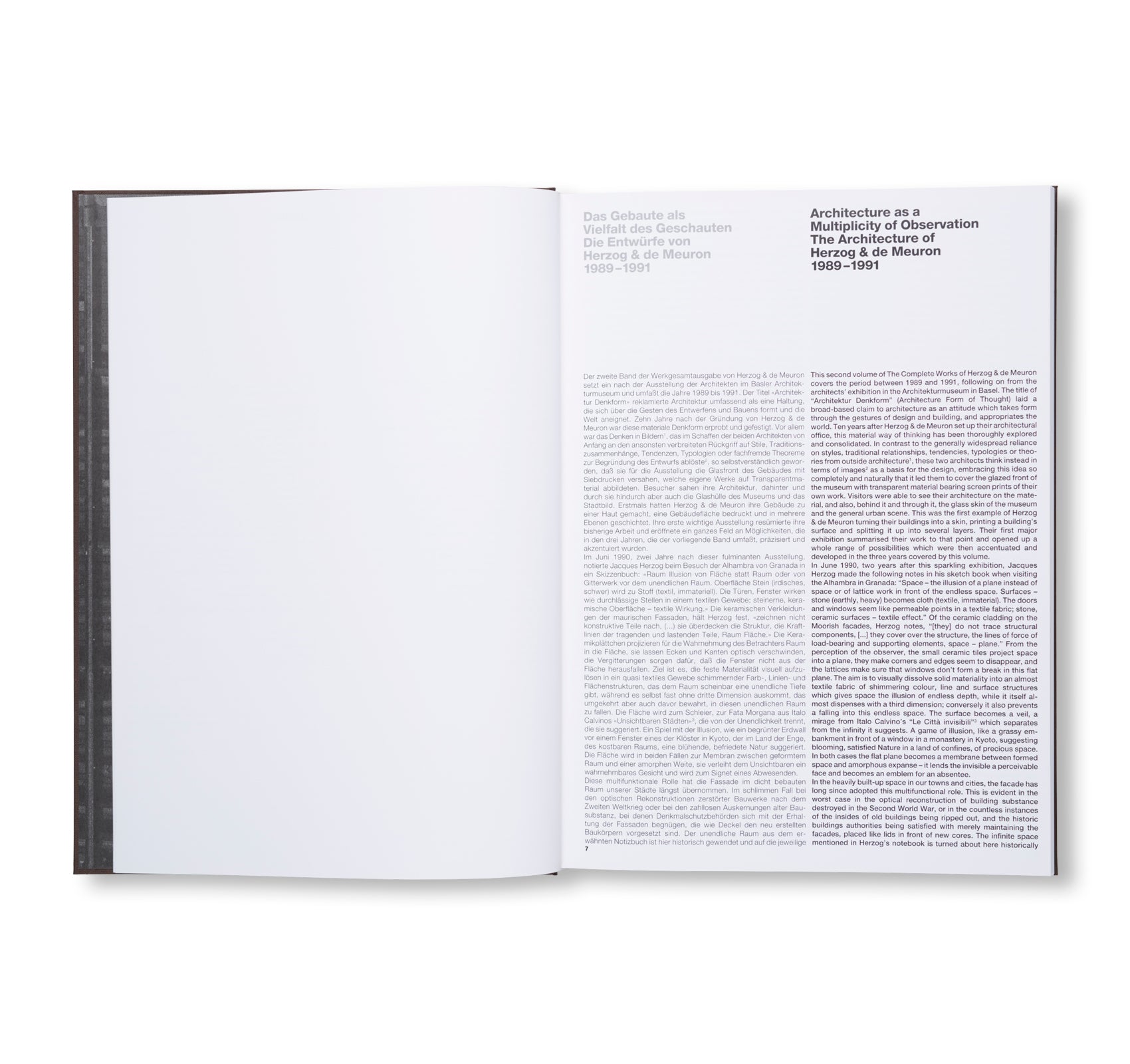 HERZOG & DE MEURON 1989-1991. THE COMPLETE WORKS. VOLUME 2 by Herzog & de Meuron [ENGLISH / GERMAN EDITION]