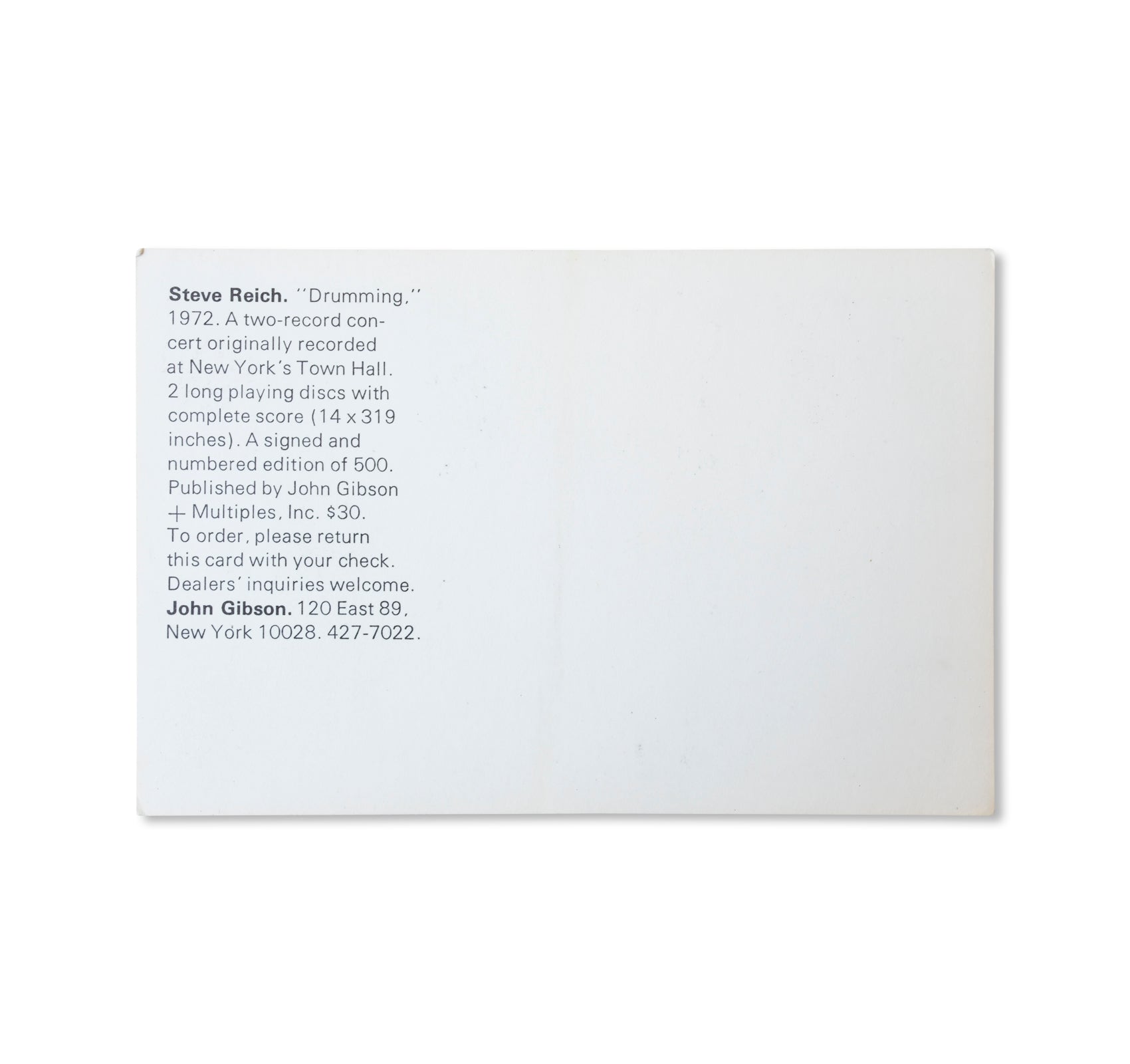 STEVE REICH: DRUMMING - INVITATION (1972) by Steve Reich