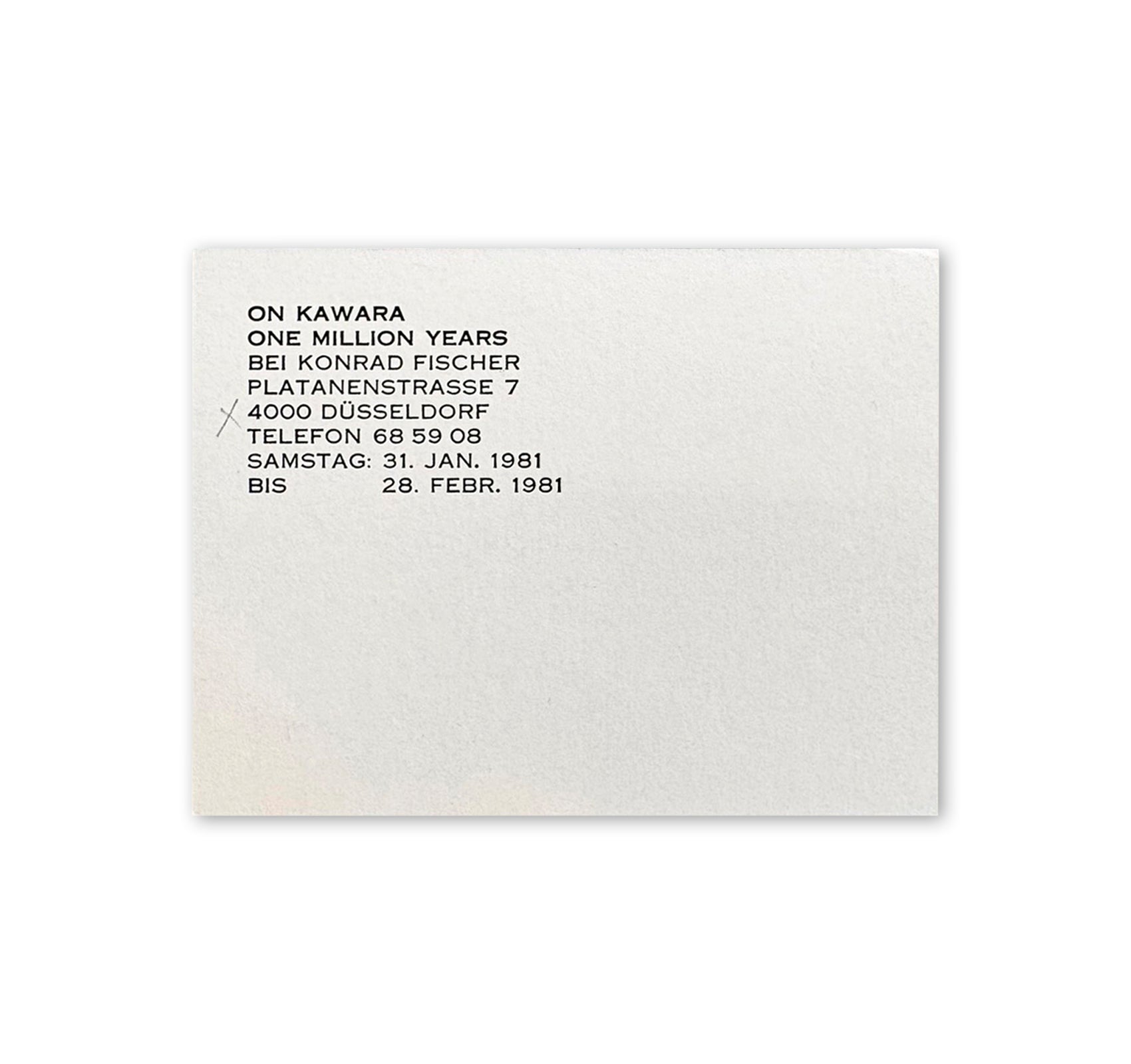 ON KAWARA: ONE MILLION YEARS - INVITATION (1981) by On Kawara