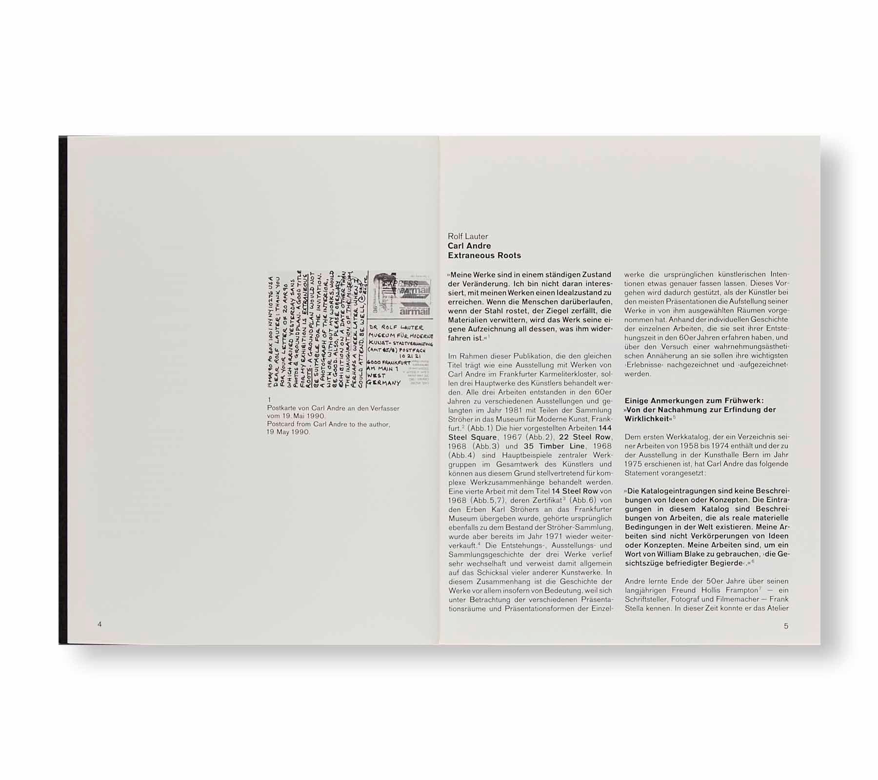 CARL ANDRE – EXTRANEOUS ROOTS by Carl Andre