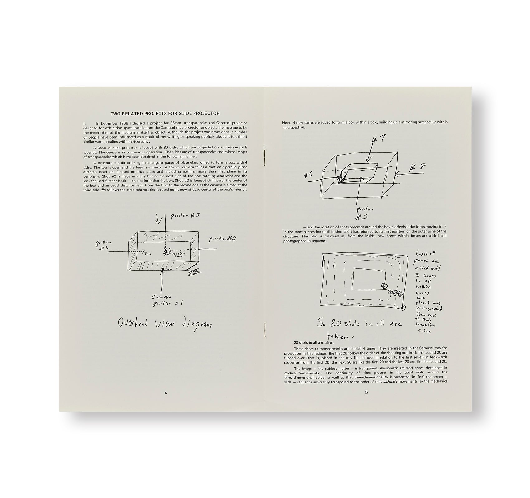 TWO PARALLEL ESSAYS: PHOTOGRAPHS OF MOTION / TWO RELATED PROJECTS FOR SLIDE PROJECTORS, 1970 by Dan Graham