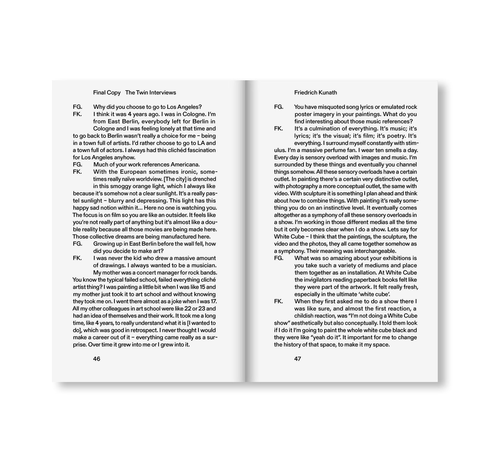 FINAL COPY: THE TWIN INTERVIEWS by Francesca Gavin