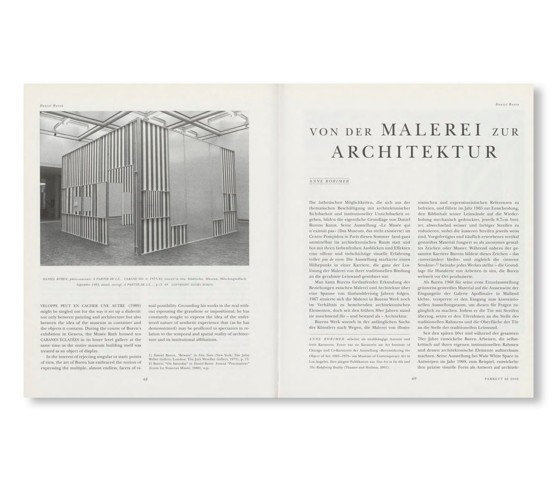 PARKETT NO. 66 ANGELA BULLOCH, DANIEL BUREN, PIERRE HUYGHE