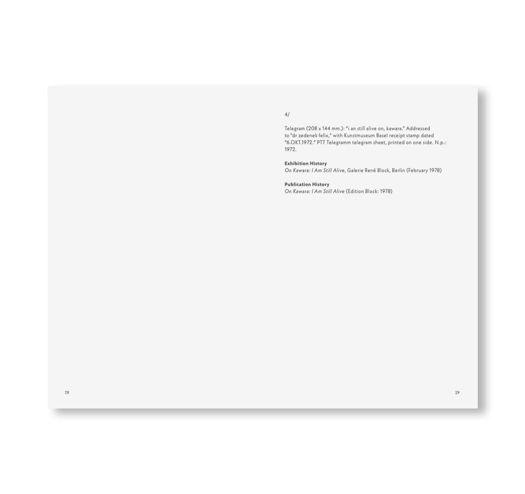 ON KAWARA I AM STILL ALIVE - CATALOGUE 252 by On Kawara