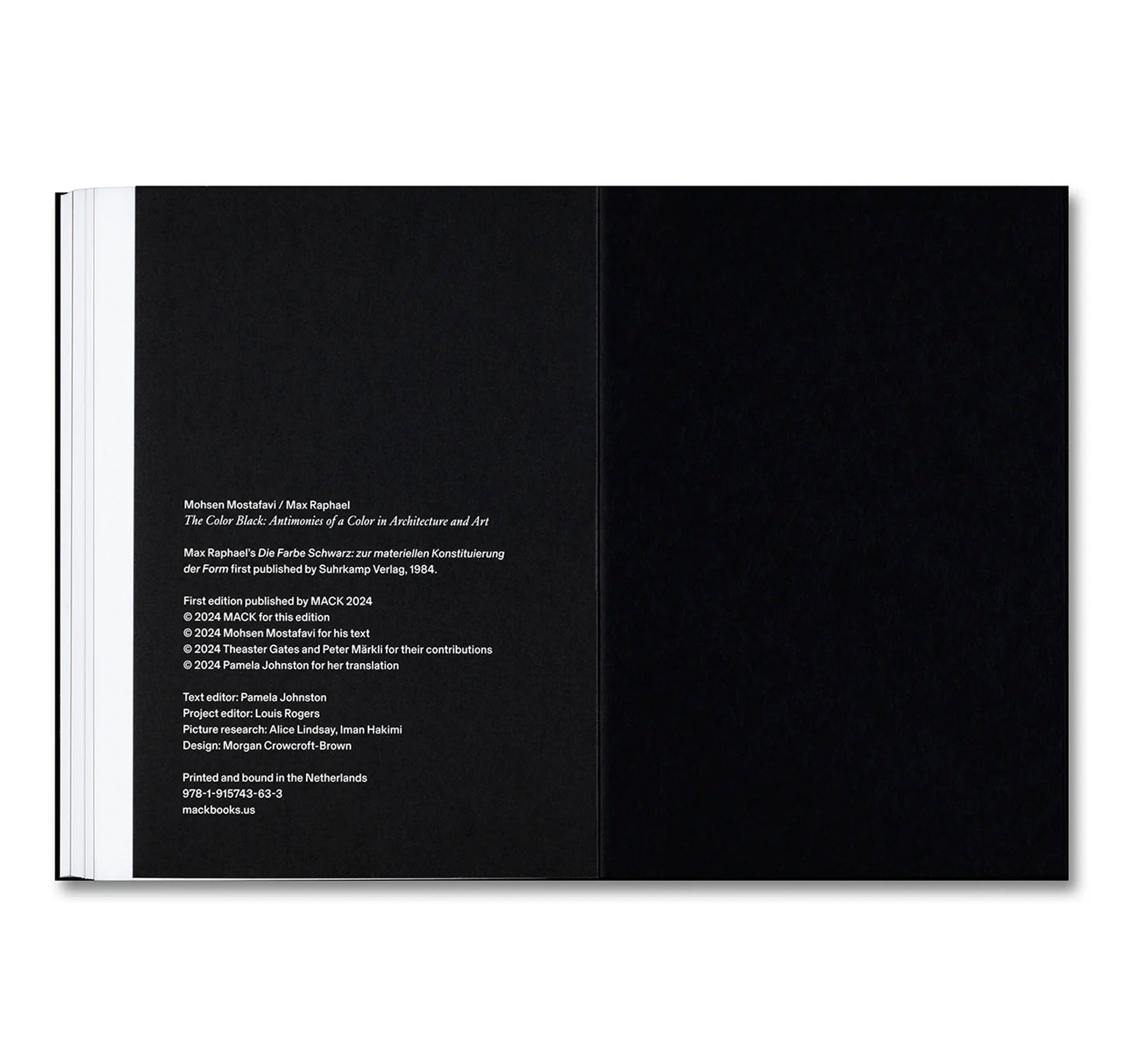 THE COLOR BLACK: ANTINOMIES OF A COLOR IN ARCHITECTURE AND ART by Mohsen Mostafavi, Max Raphael [SIGNED]