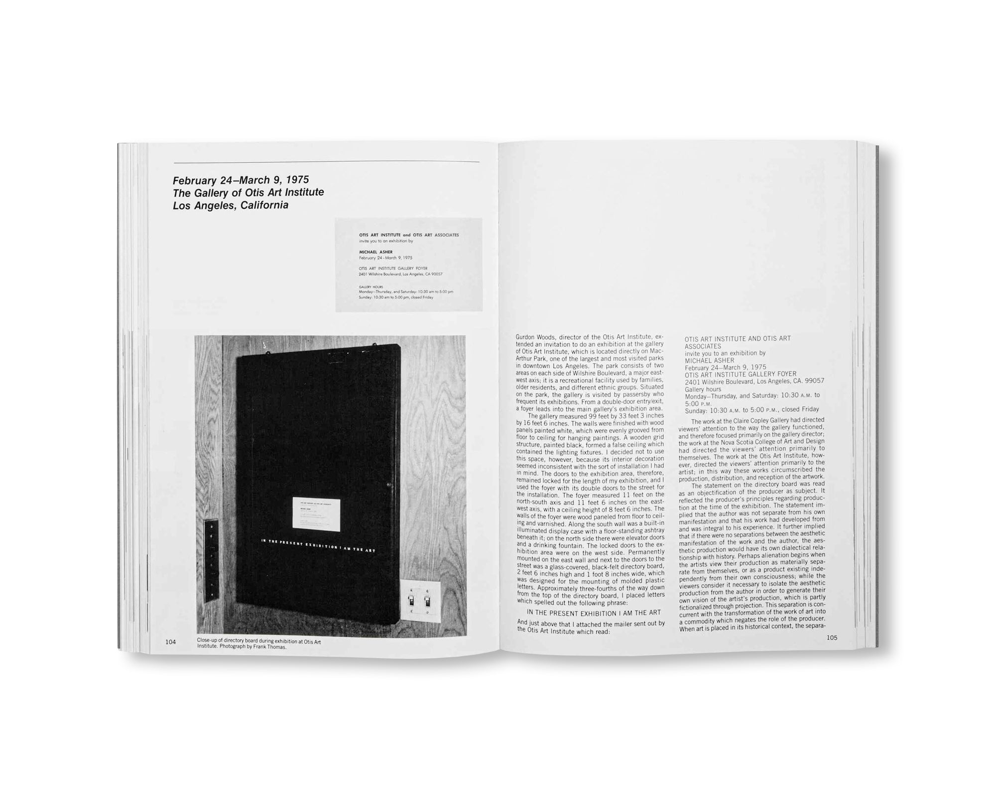 WRITINGS 1973–1983 ON WORKS 1969–1979 by Michael Asher